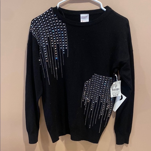luna Sweaters - NWT Luna Black Sweater with Embellishments